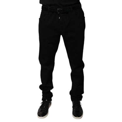 Dolce & Gabbana Black Logo Cotton Stretch Skinny Denim Jeans