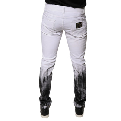 Dolce & Gabbana Black White Logo Cotton Skinny Denim Jeans