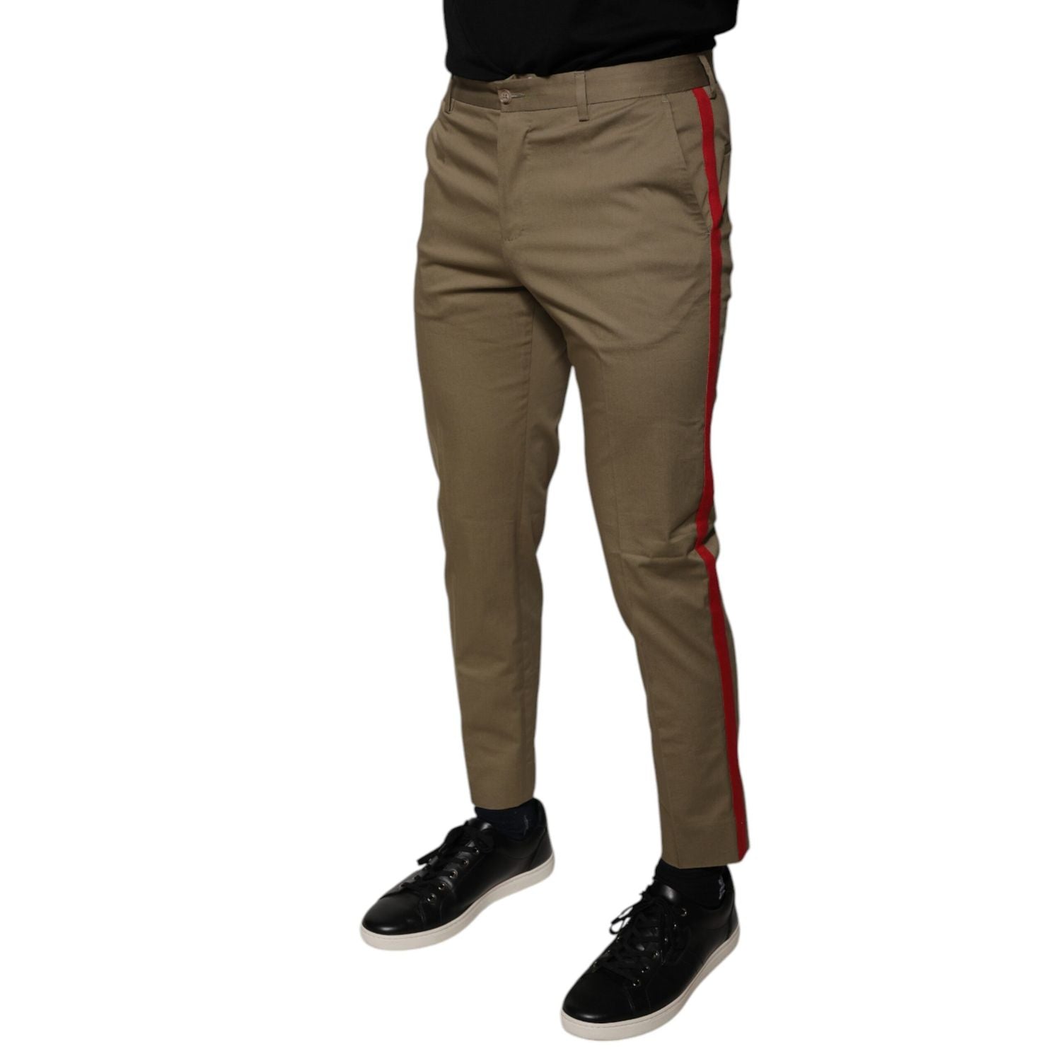 Dolce & Gabbana Brown Logo Men Casual Tapered Pants