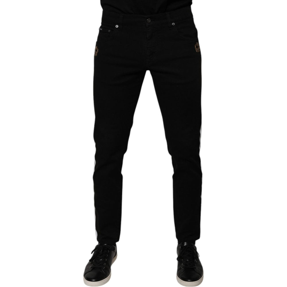 Dolce & Gabbana Black Crown White Lining Skinny Denim Jeans