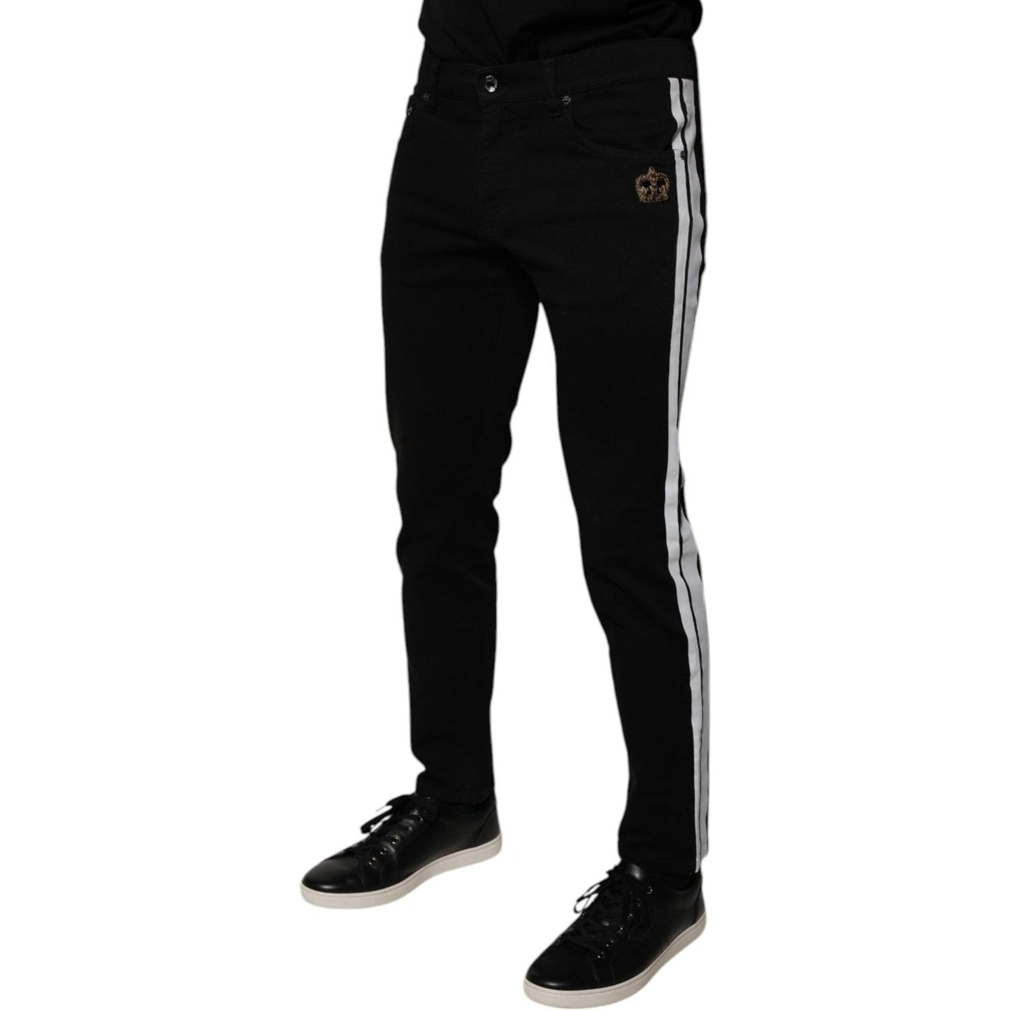 Dolce & Gabbana Black Crown White Lining Skinny Denim Jeans