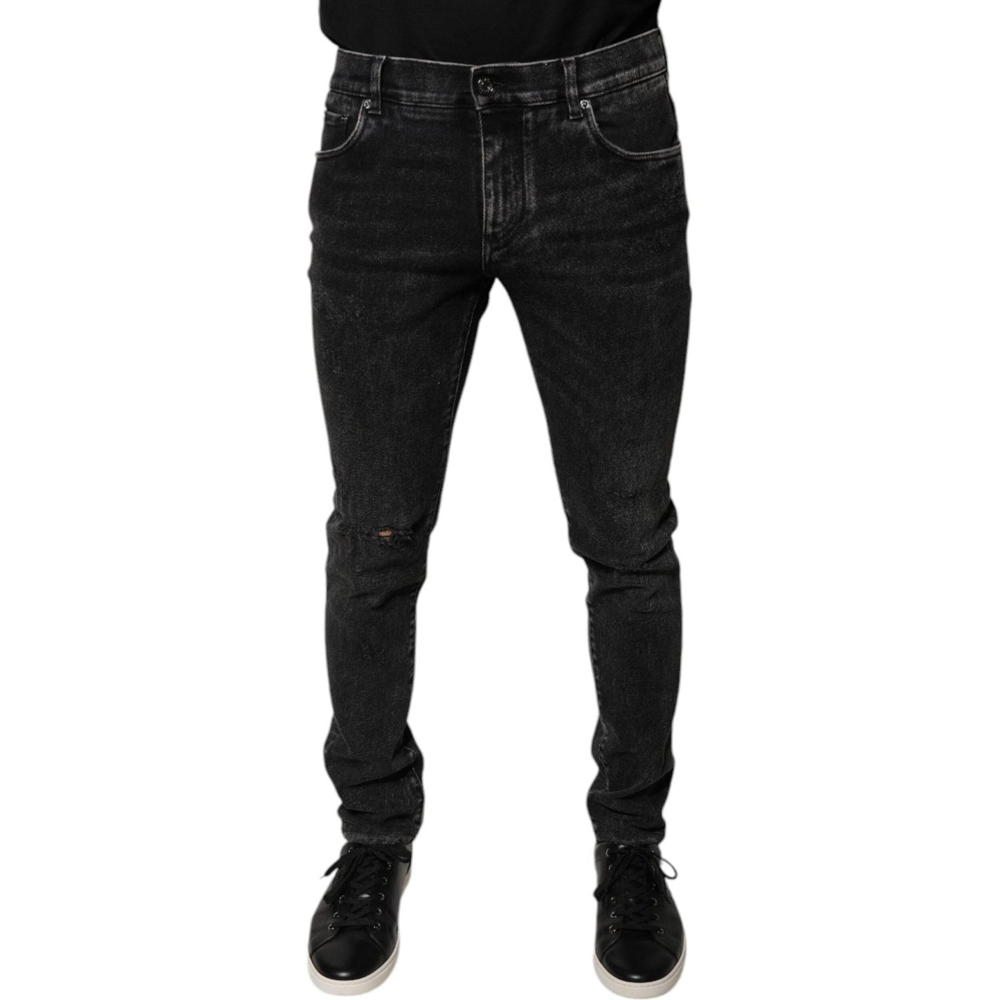 Dolce & Gabbana Black Cotton Stretch Skinny Men Denim Jeans