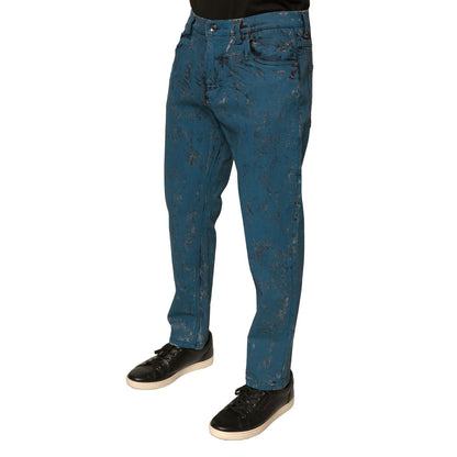 Dolce & Gabbana Blue Logo Cotton Stretch Skinny Denim Jeans