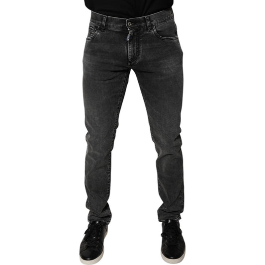 Dolce & Gabbana Black Logo Cotton Stretch Skinny Denim Pants