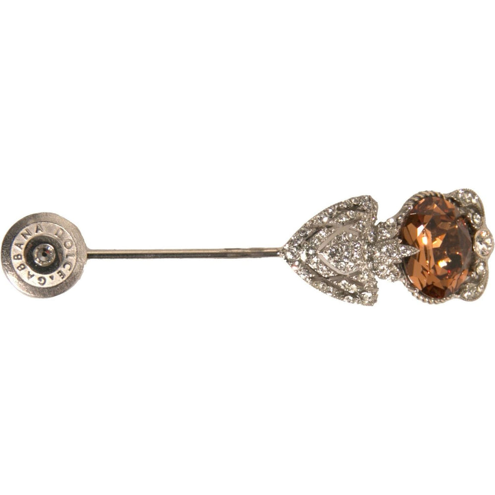 Dolce & Gabbana Silver 925 Sterling Silver Crystals Pin Collar Brooch
