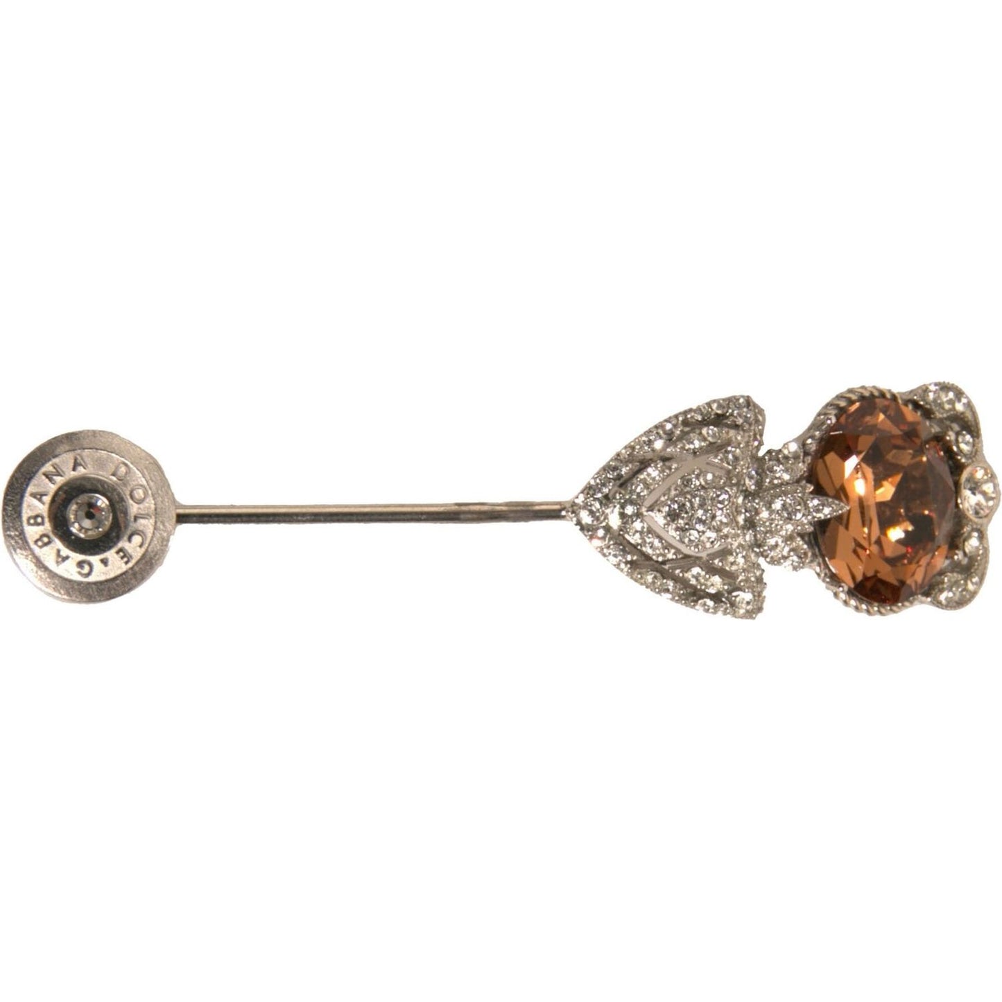 Dolce & Gabbana Silver 925 Sterling Silver Crystals Pin Collar Brooch