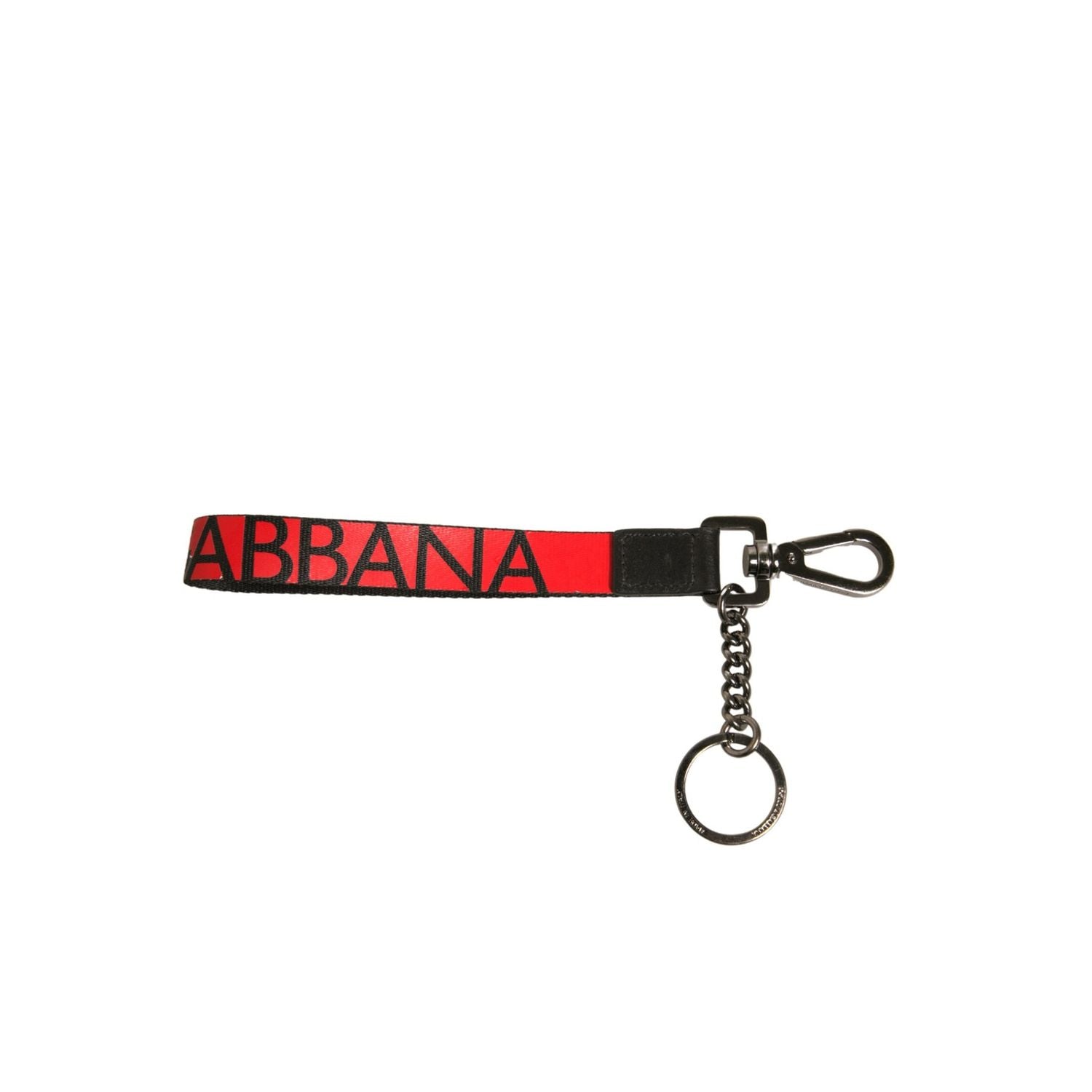 Dolce & Gabbana Red Logo Leather Silver Brass Holder Keychain Keyring