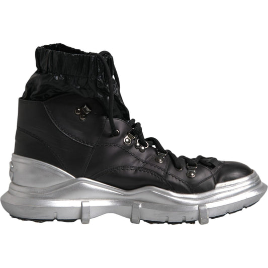 Dolce & Gabbana Black Nylon Galileo High Top Sneakers Shoes