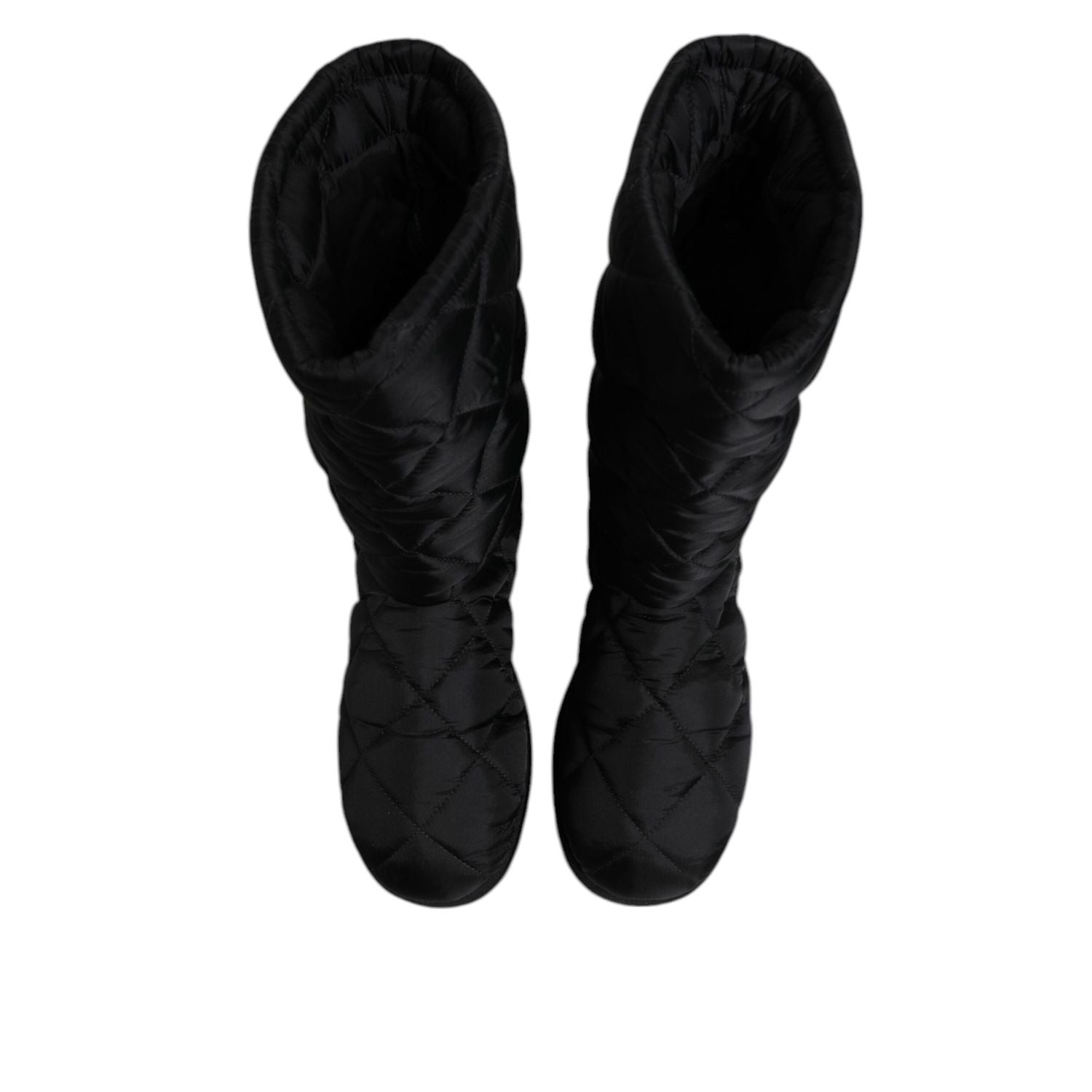 Dolce & Gabbana Black Polyester Padded Mid Calf Boots Winter Shoes