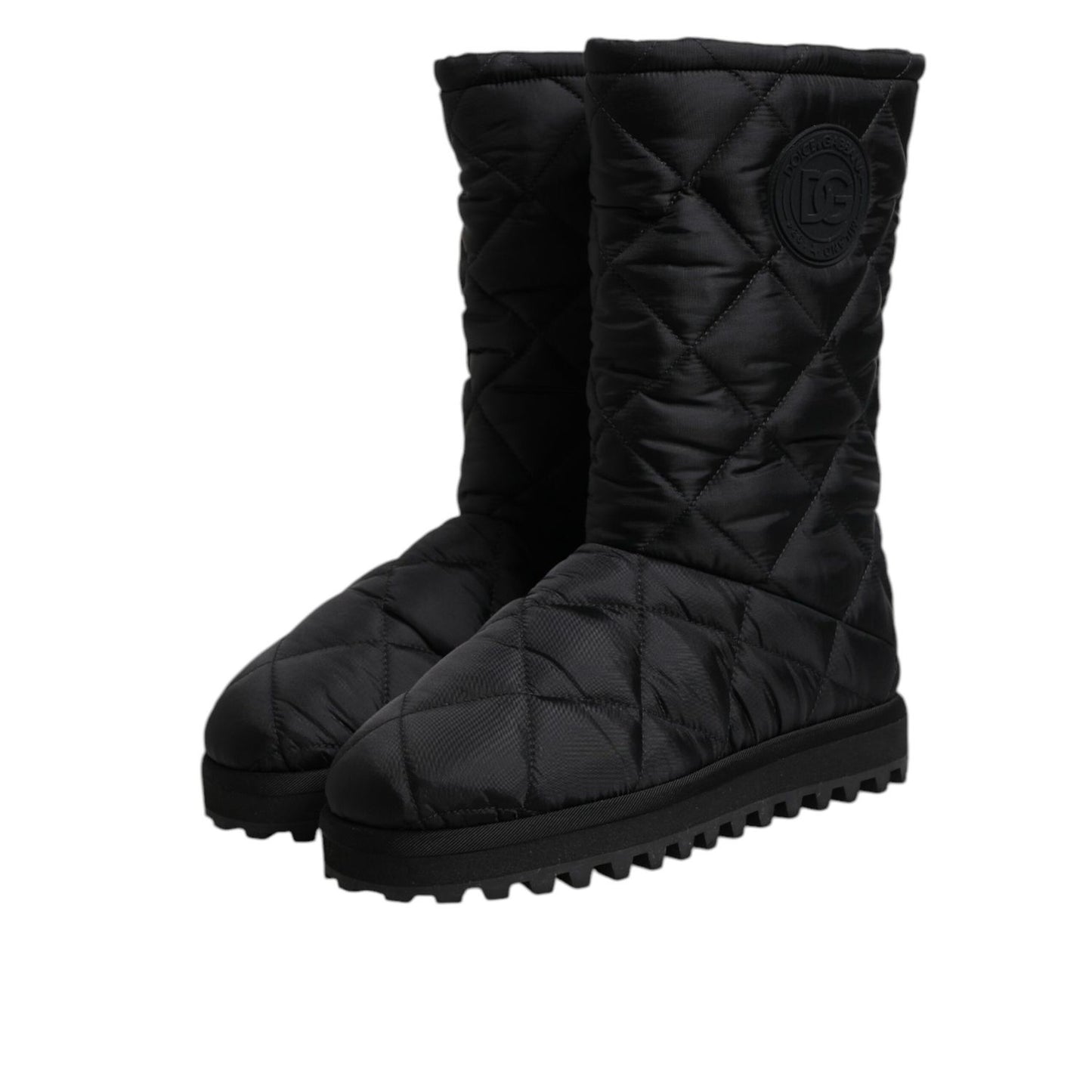 Dolce & Gabbana Black Polyester Padded Mid Calf Boots Winter Shoes