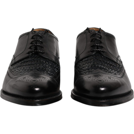 Dolce & Gabbana Black Leather Derby Wingtip Lace Up Formal Dress Shoes MV6650-40