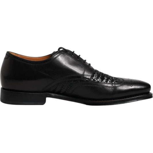Dolce & Gabbana Black Leather Derby Wingtip Lace Up Formal Dress Shoes MV6650-40
