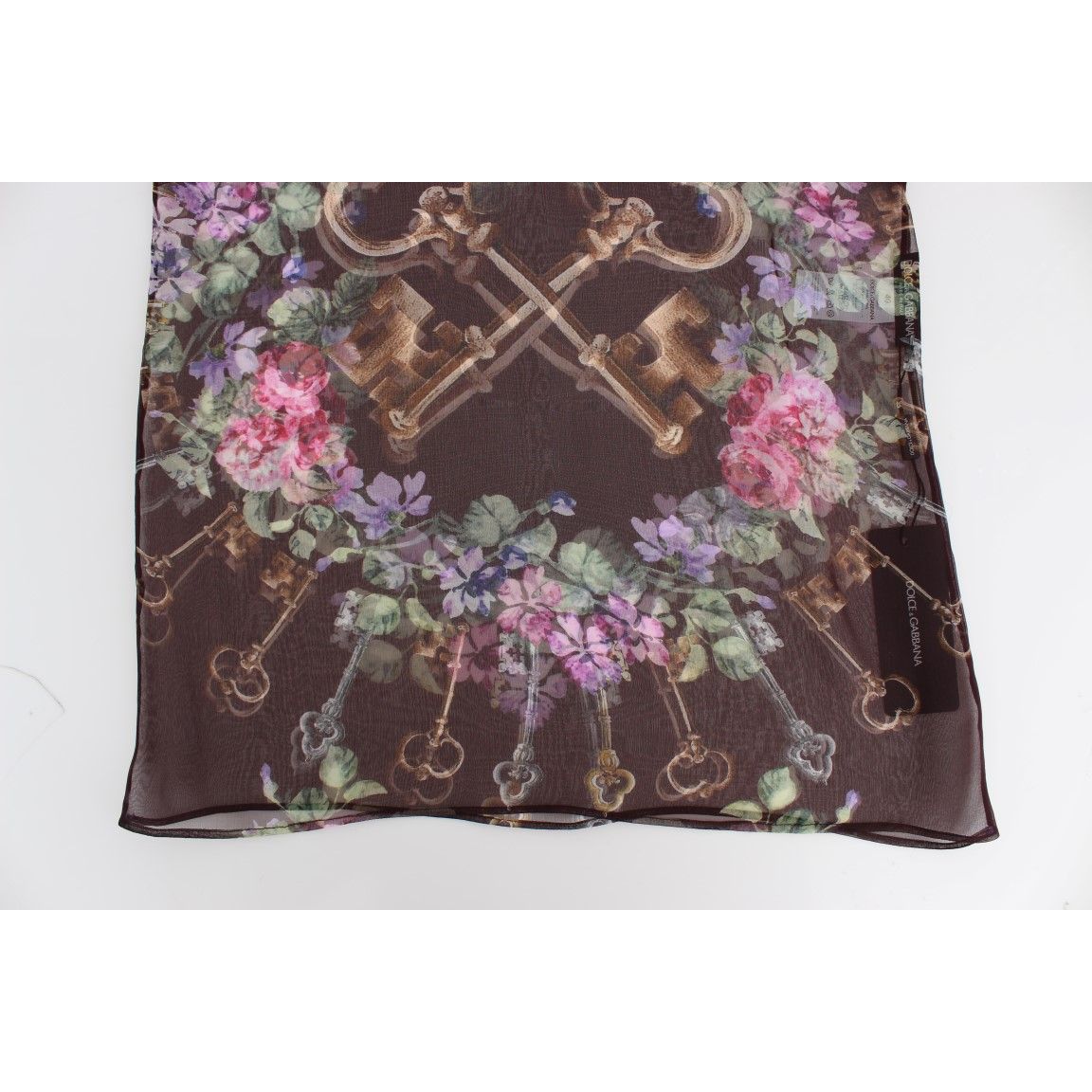 Dolce & Gabbana Black Key Floral Print Silk Blouse T-shirt