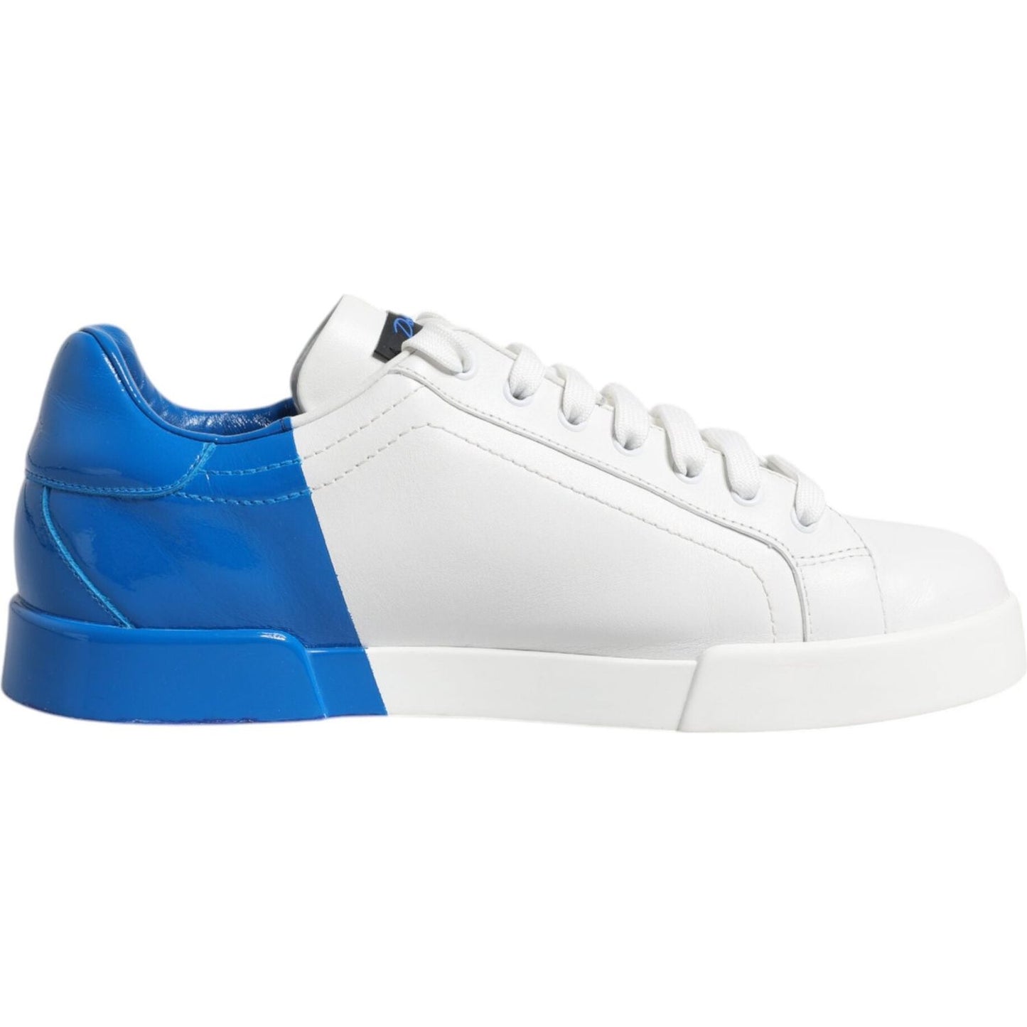 Dolce & Gabbana White Blue Portofino Leather Sneakers Shoes