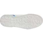 Dolce & Gabbana White Blue Portofino Leather Sneakers Shoes