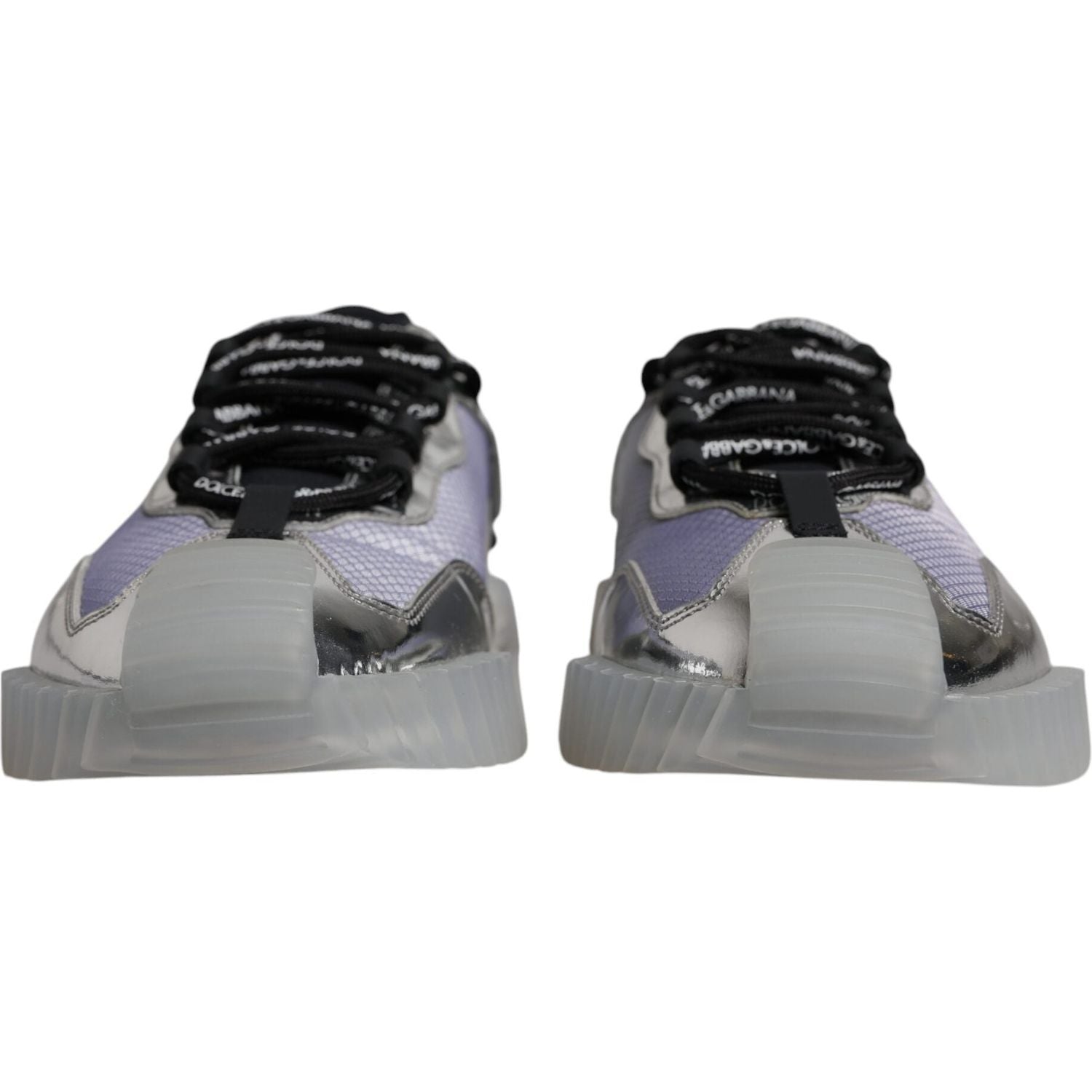 Dolce & Gabbana Silver Black Nylon NS1 Low Top Sneakers Shoes
