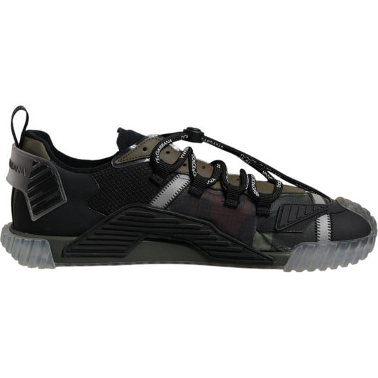 Dolce & Gabbana Black Green Camo NS1 Low Top Sneakers Shoes