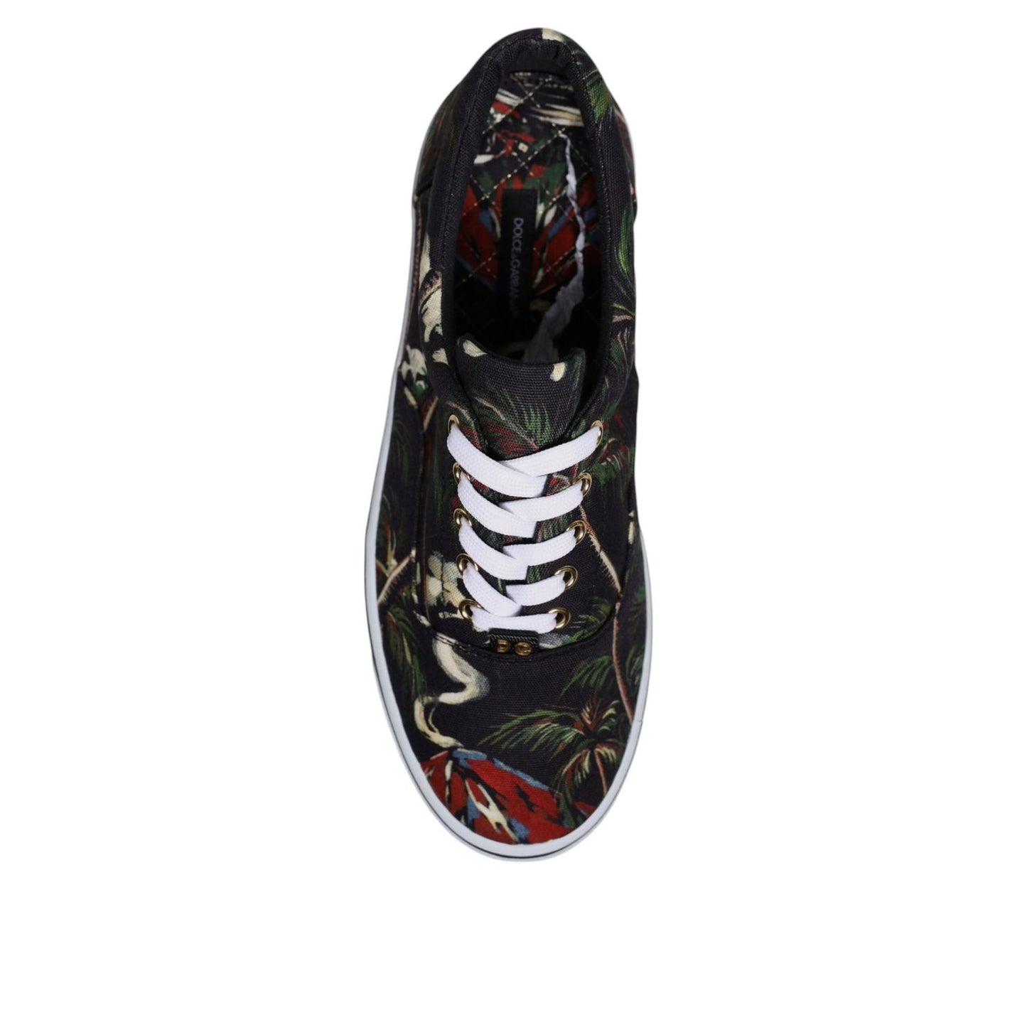 Dolce & Gabbana Black Tropical Print Low Top Sneakers Shoes