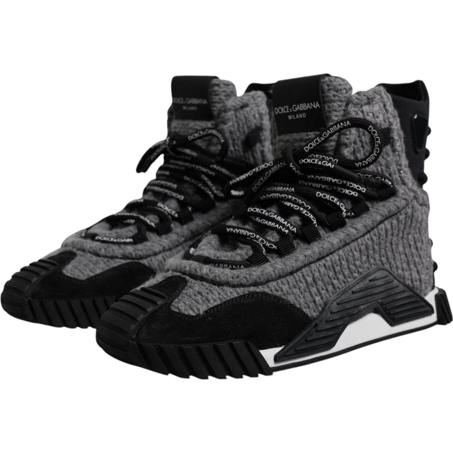 Dolce & Gabbana Gray Black NS1 High Top Boots Sneakers Shoes