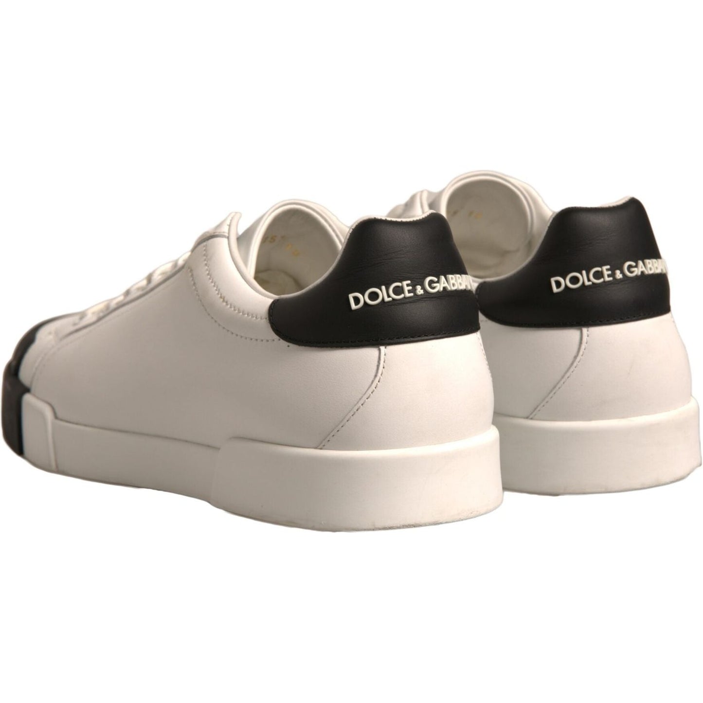 Dolce & Gabbana White Leather Logo Portofino Sneakers Shoes