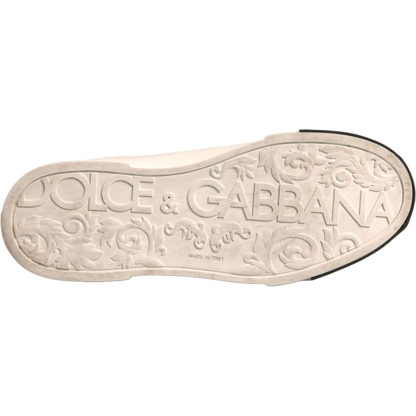Dolce & Gabbana White Leather Logo Portofino Sneakers Shoes
