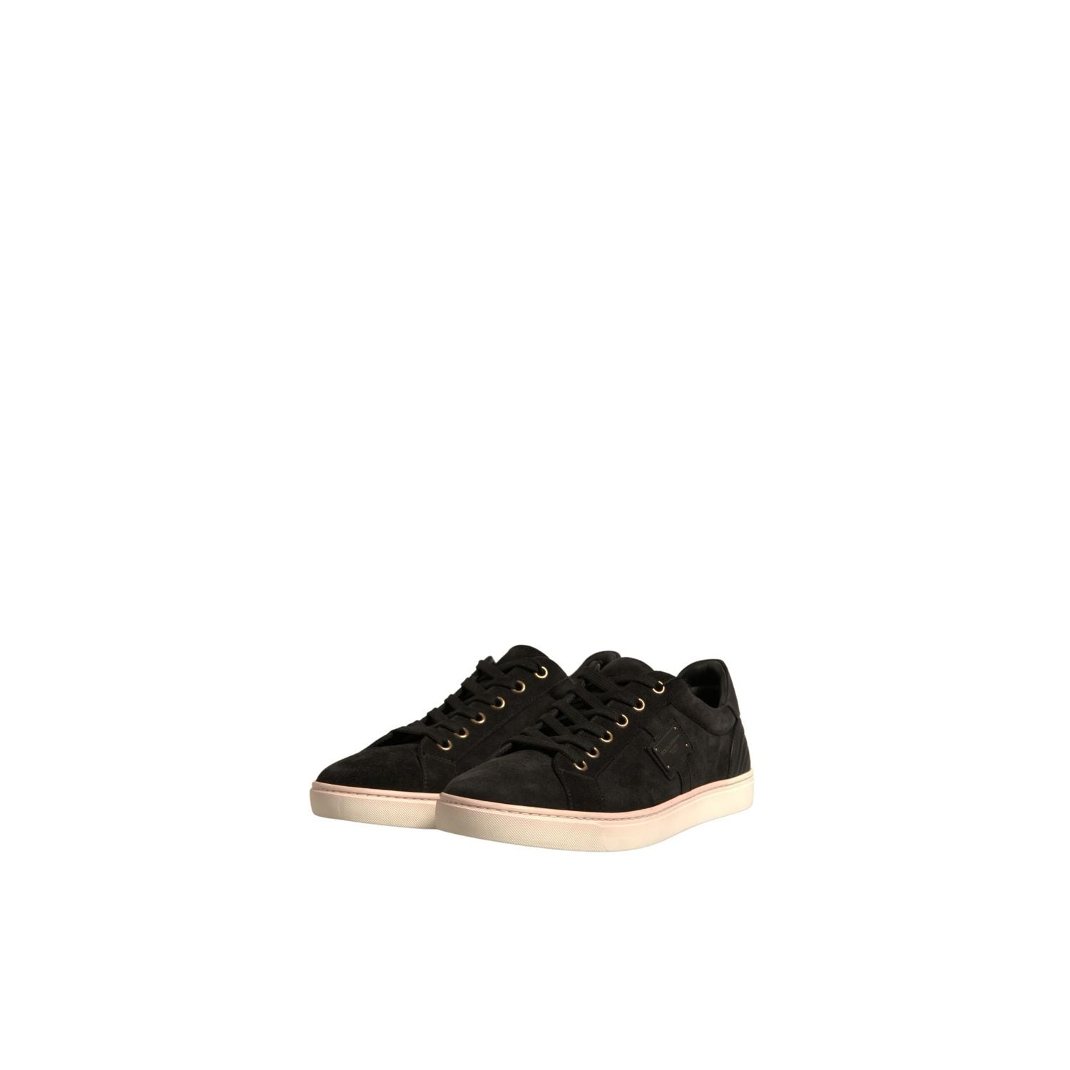 Dolce & Gabbana Black Logo Suede Leather Men Sneakers Shoes