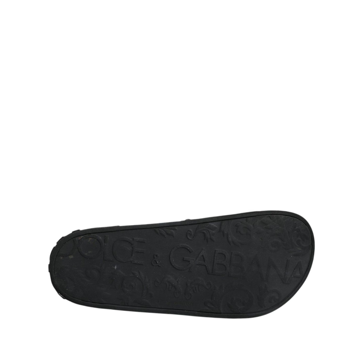 Dolce & Gabbana Black Rubber Slides Sandals Beachwear Shoes