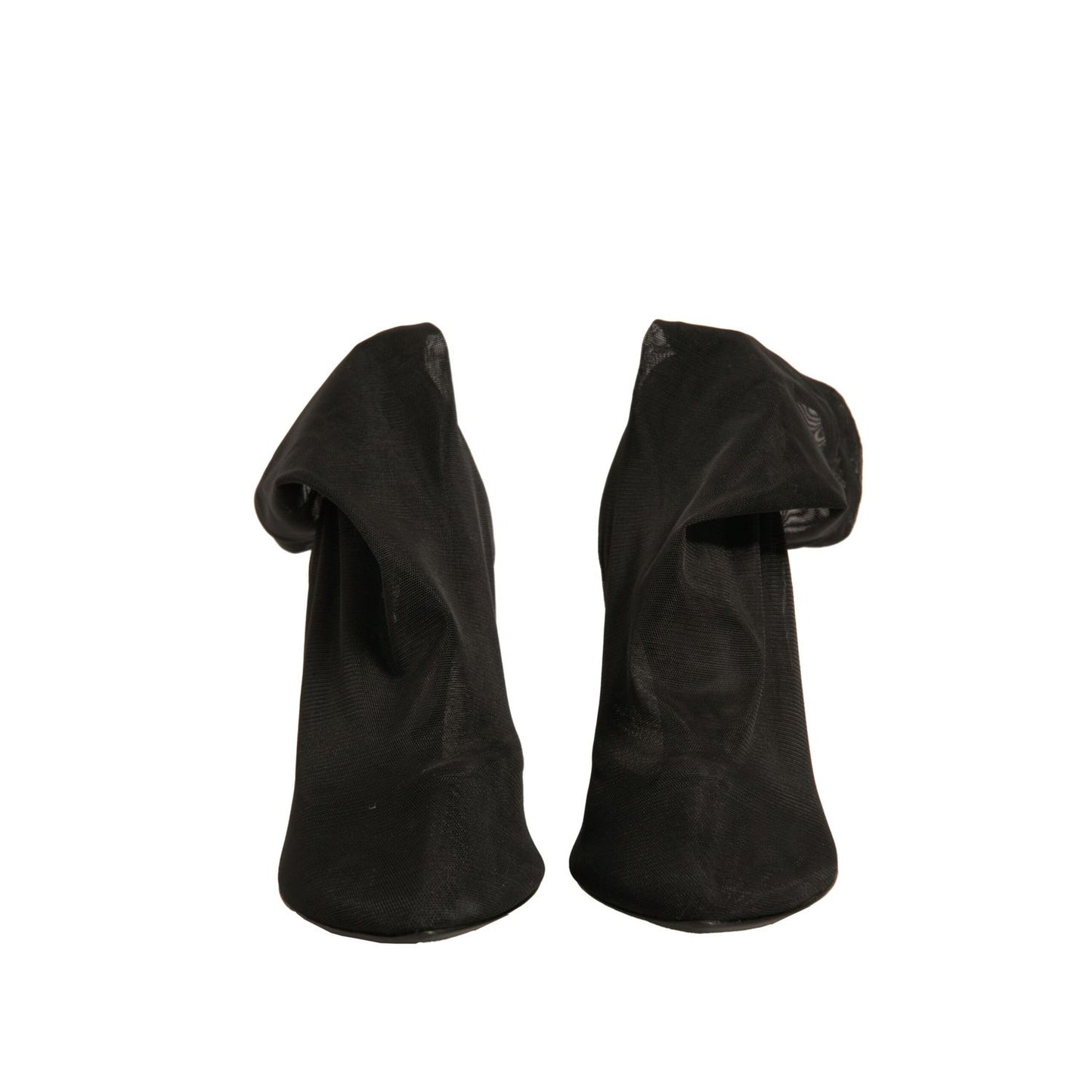 Dolce & Gabbana Black Silk Mesh Sock Style Heels Boots Shoes