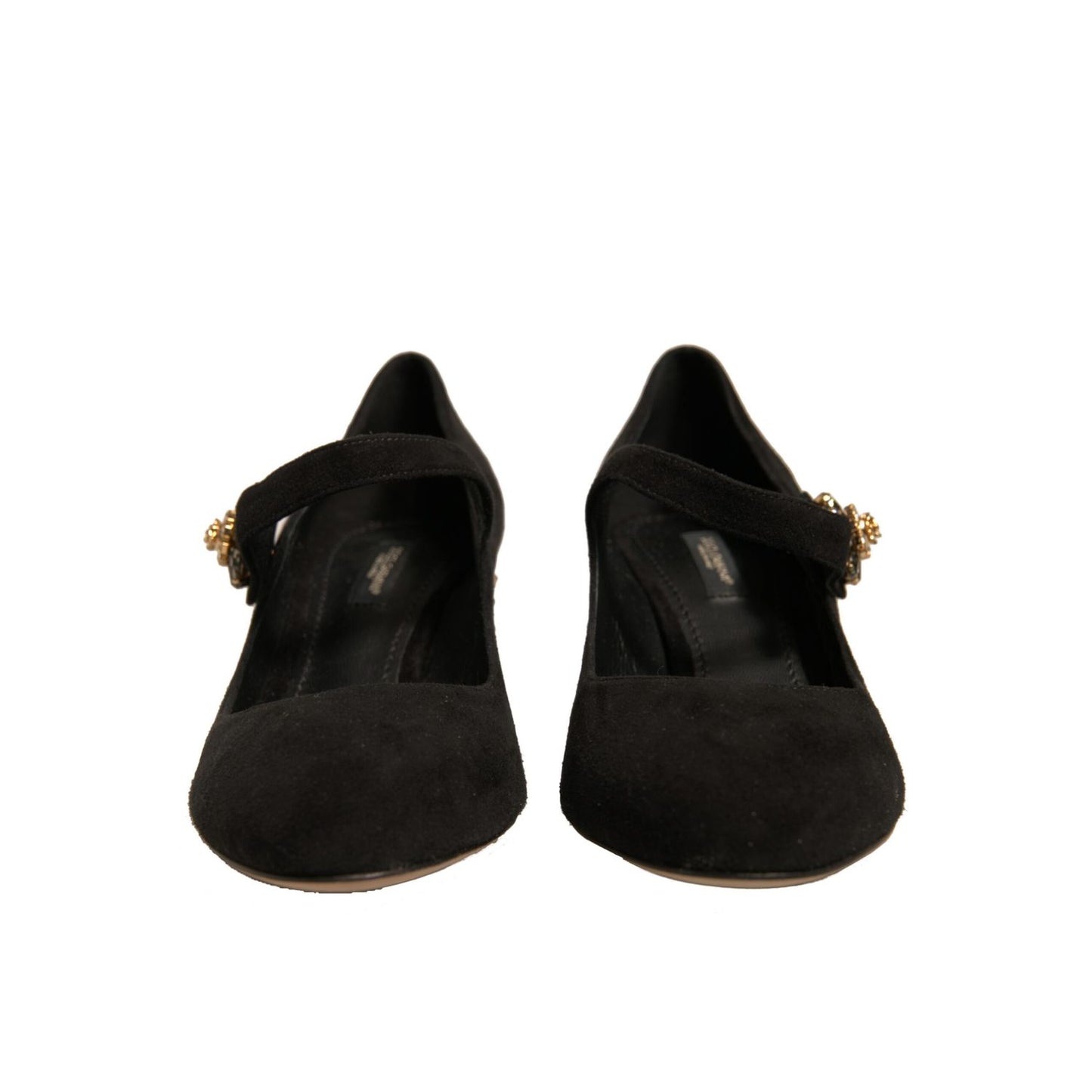 Dolce & Gabbana Black Suede Jewelled Mary Jane Pumps Shoes