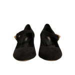 Dolce & Gabbana Black Suede Jewelled Mary Jane Pumps Shoes