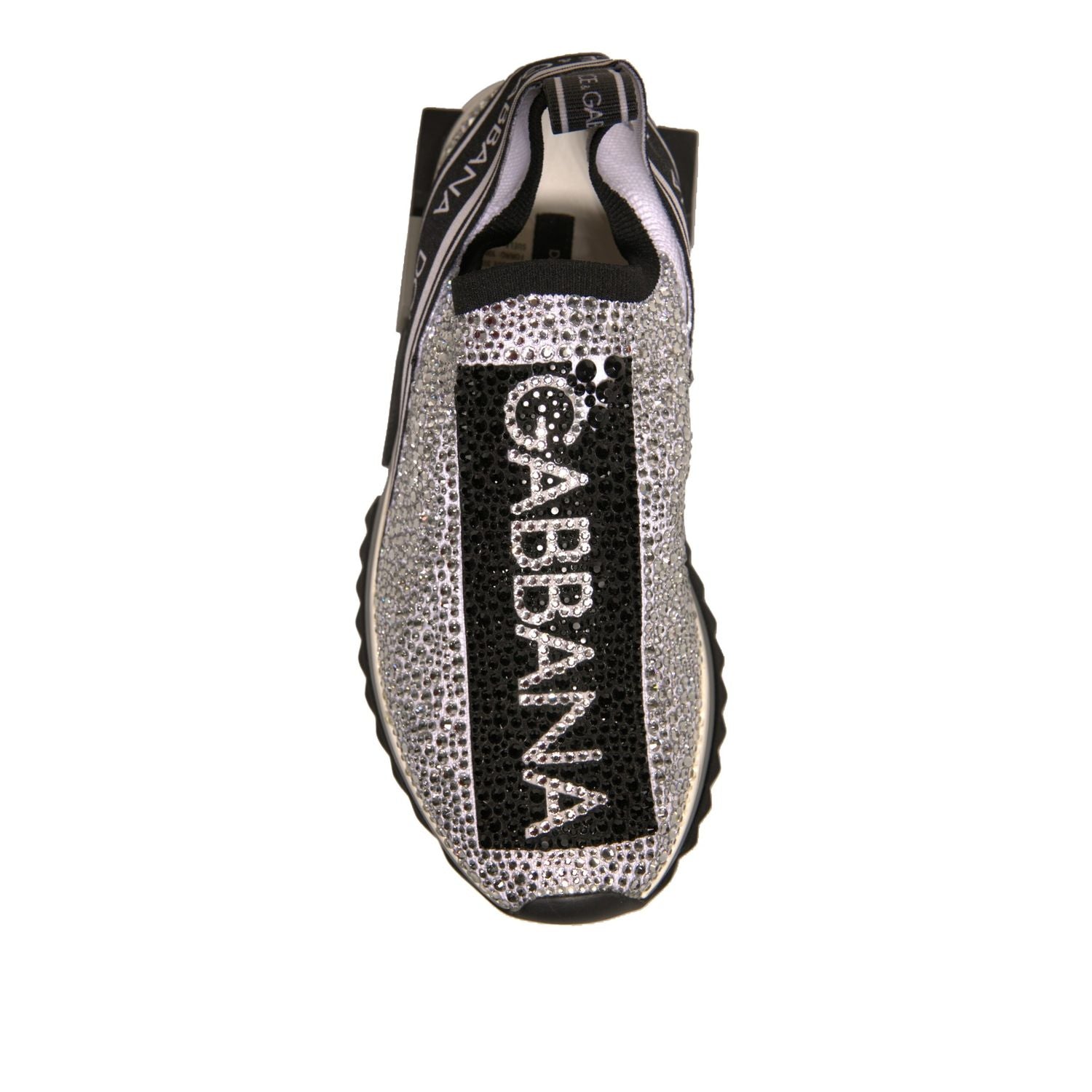 Dolce & Gabbana Silver Rhinestones Sorrento Sneakers Shoes