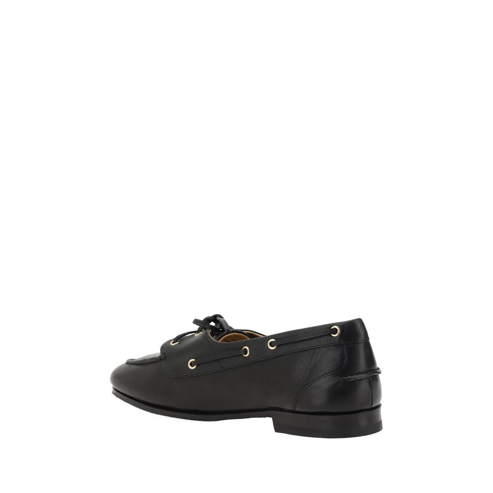 Bally Black Calf Leather Bos Taurus Slip-On Loafers