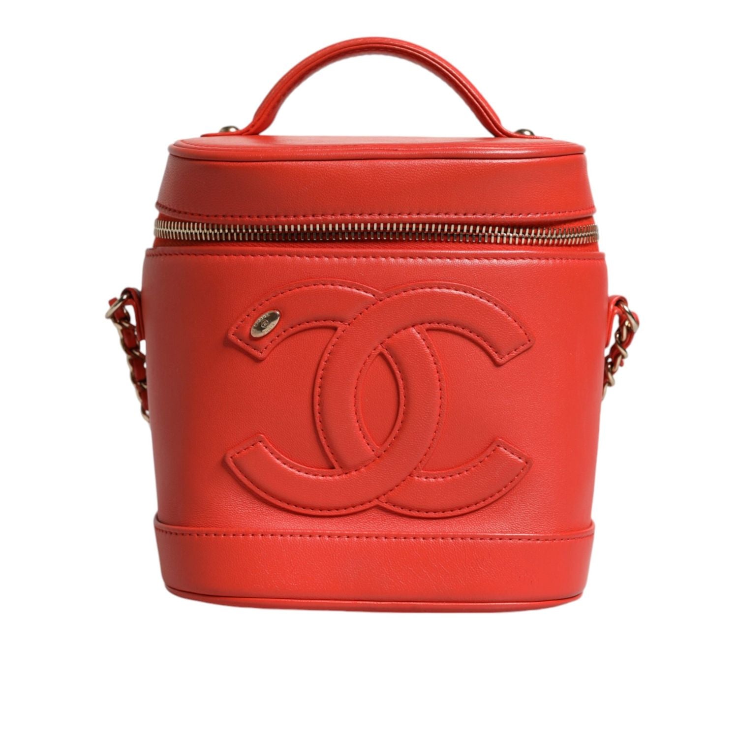 Chanel Orange Coco Mark Vanity Chain Shoulder Hand Purse
