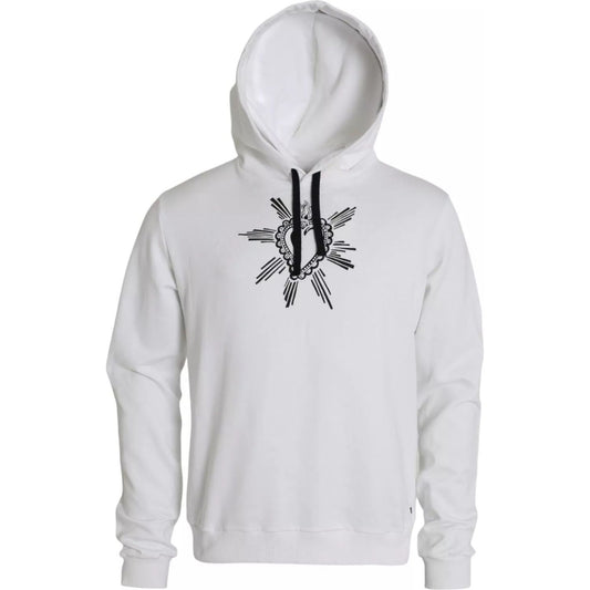 Dolce & Gabbana White Sacred Heart Hooded Sweatshirt Sweater