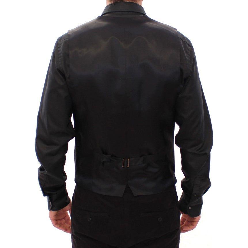 Dolce & Gabbana Black Striped Wool Logo Vest