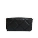 Dolce & Gabbana Black Leather Crystal Embellished Logo Shoulder Bag