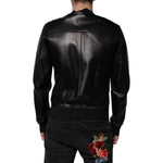 Dolce & Gabbana Black Leather Full Zip Biker Blouson Jacket