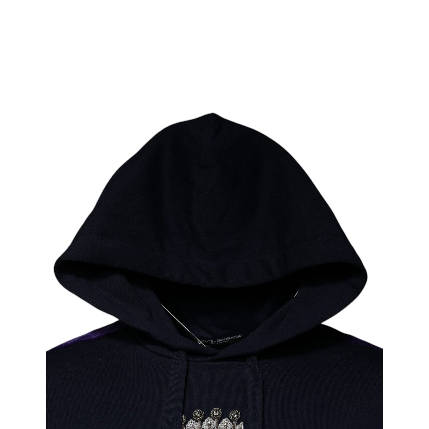 Dolce & Gabbana Blue Crown Cotton Hooded Sweatshirt Sweater