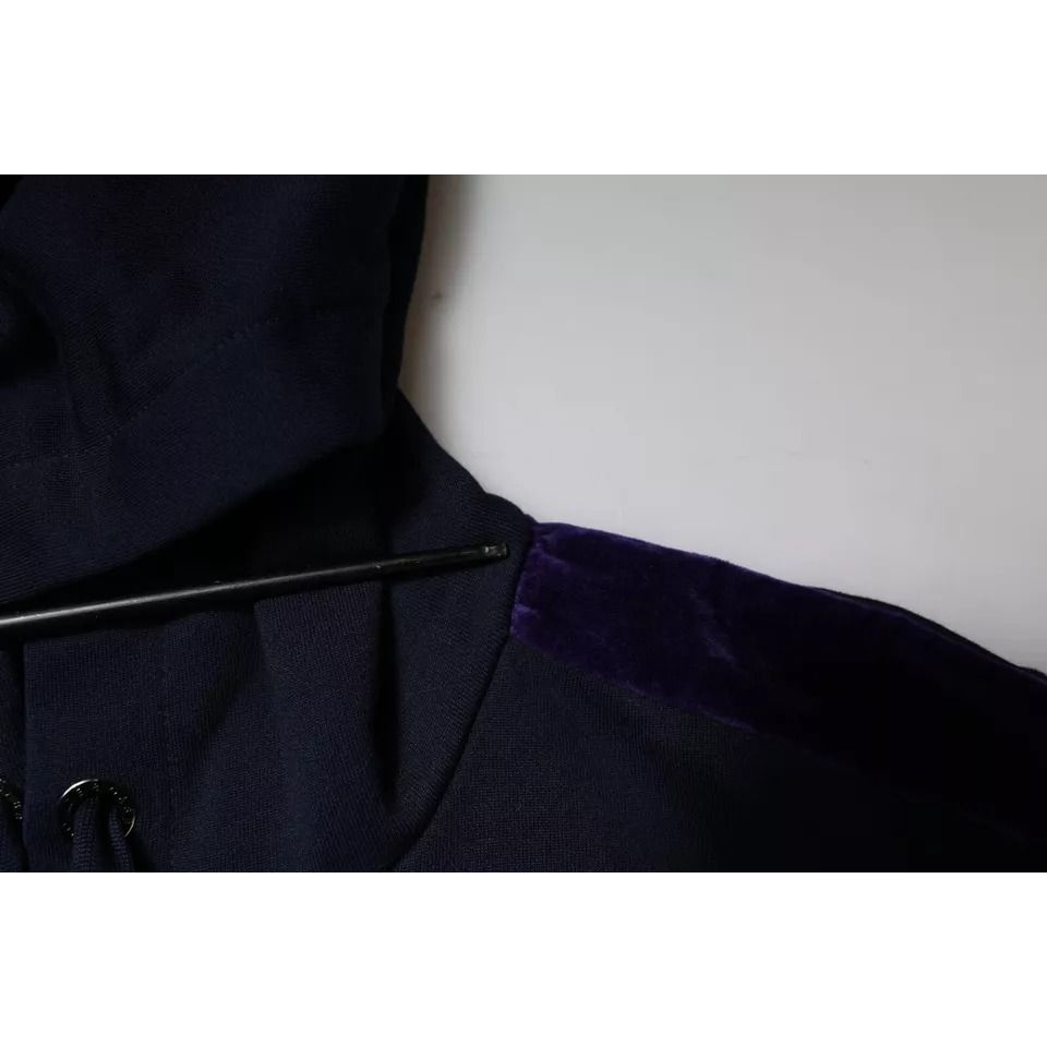 Dolce & Gabbana Blue Crown Cotton Hooded Sweatshirt Sweater