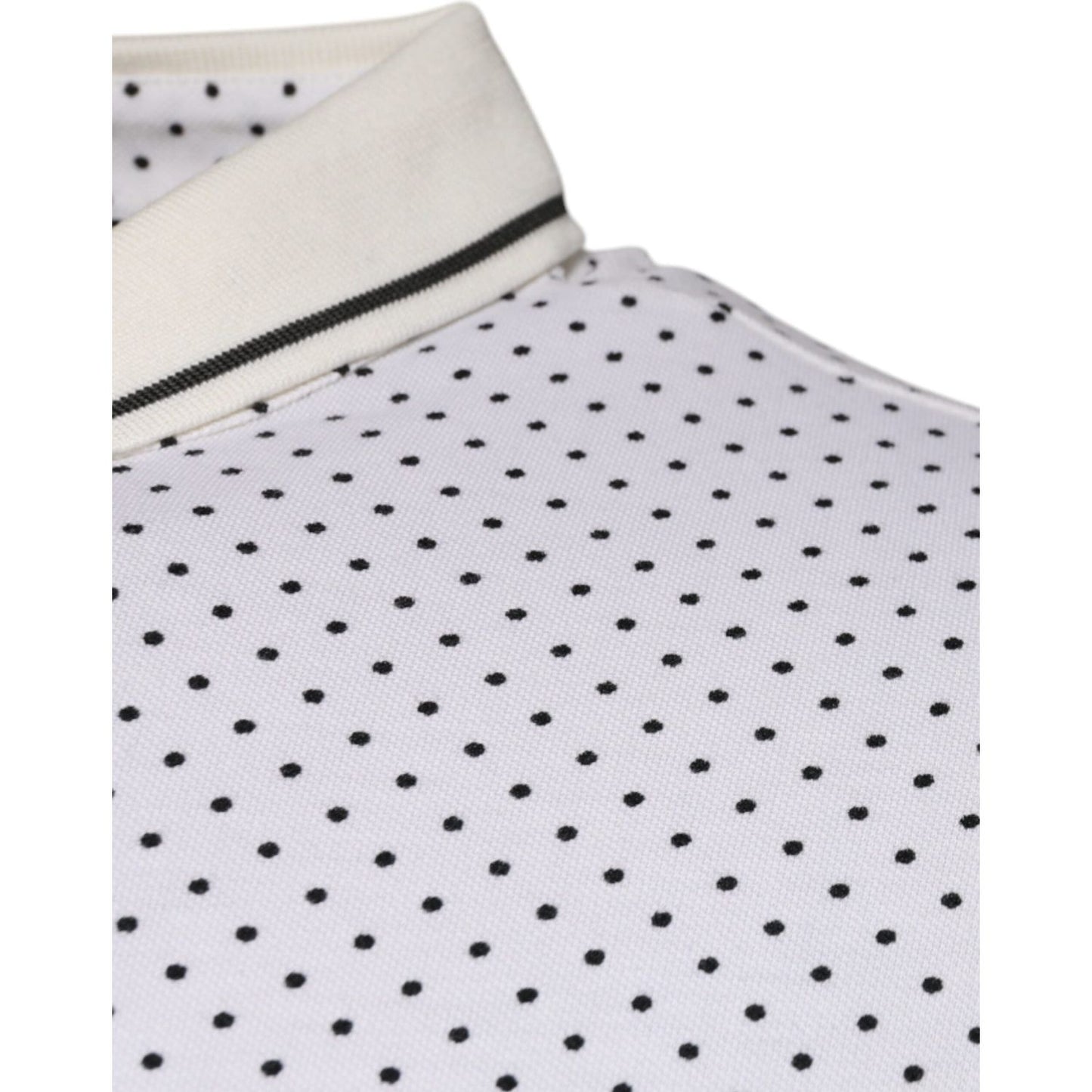 Dolce & Gabbana White Polka Dot Cotton Collared Polo T-shirt