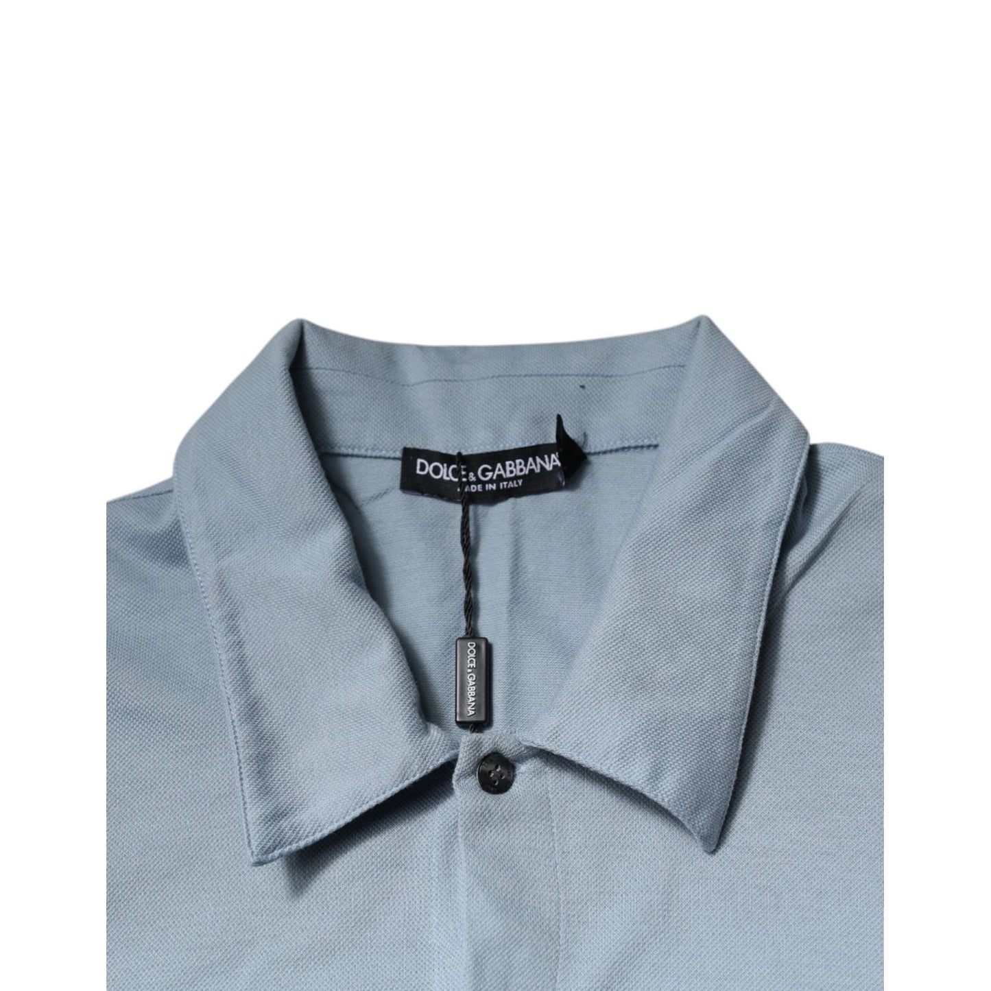 Dolce & Gabbana Blue Cotton Button Down Casual Men Polo Shirt