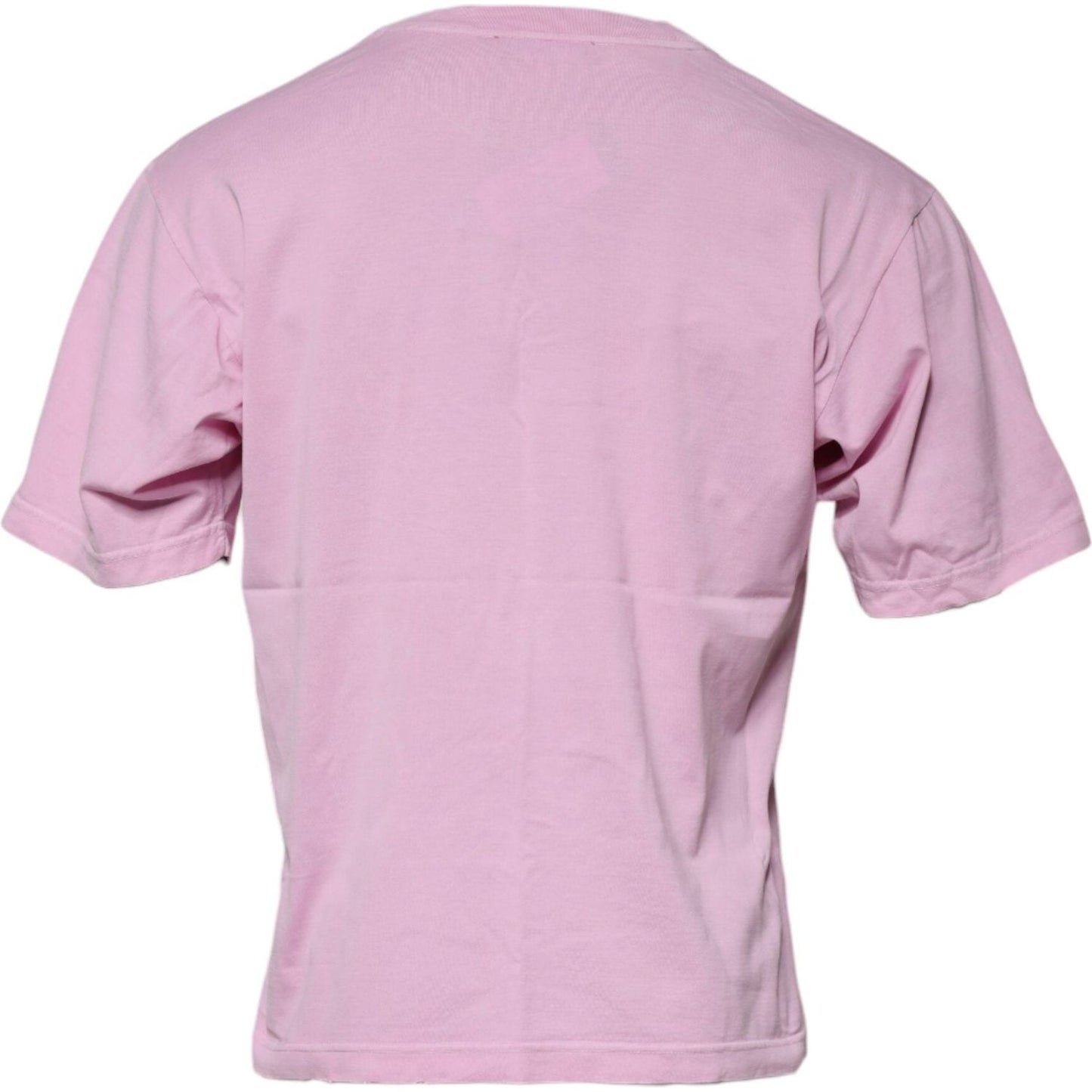 Dolce & Gabbana Pink Logo Print Cotton Crew Neck T-shirt
