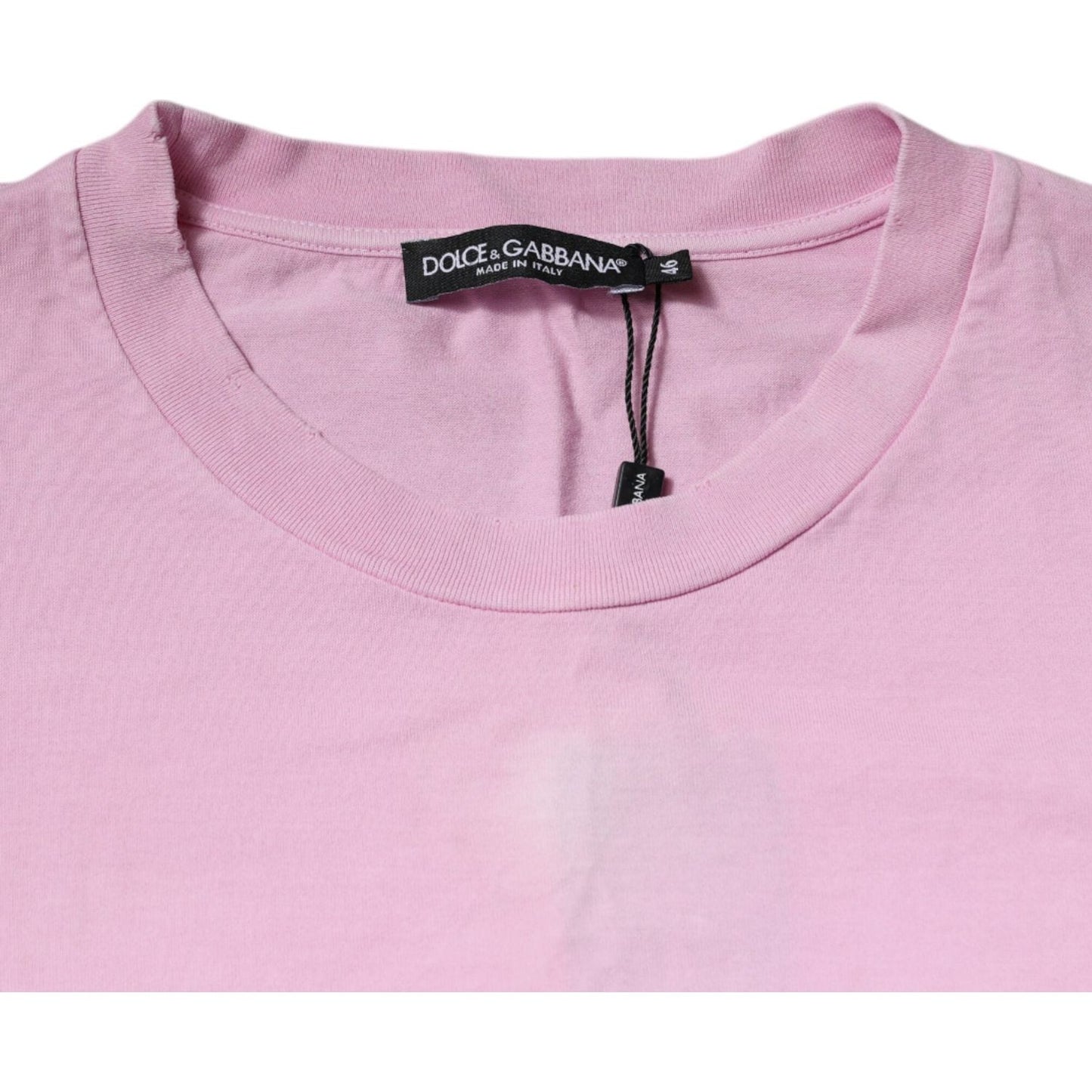 Dolce & Gabbana Pink Logo Print Cotton Crew Neck T-shirt