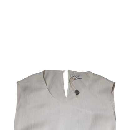 Peserico White Sleeveless Round Neck Shift Long Maxi Dress