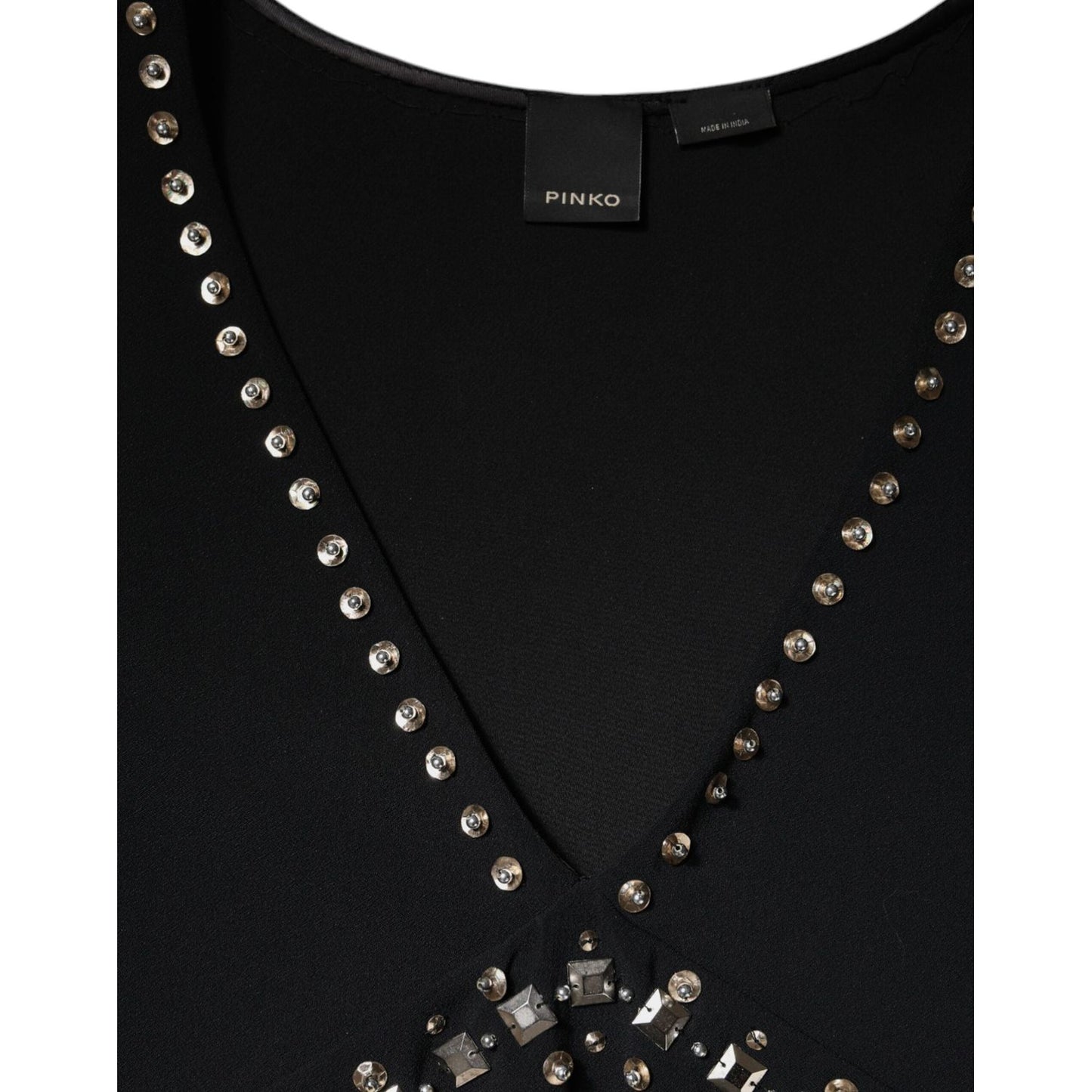 PINKO Black Embellished Polyester Sleeveless Shift A-line Mini Dress DR281354-42