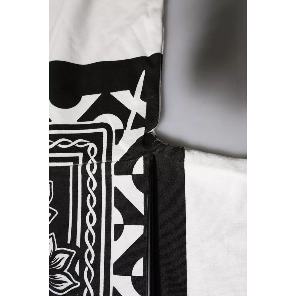 Dolce & Gabbana White Black Print Cotton Sweatshirt Sweater