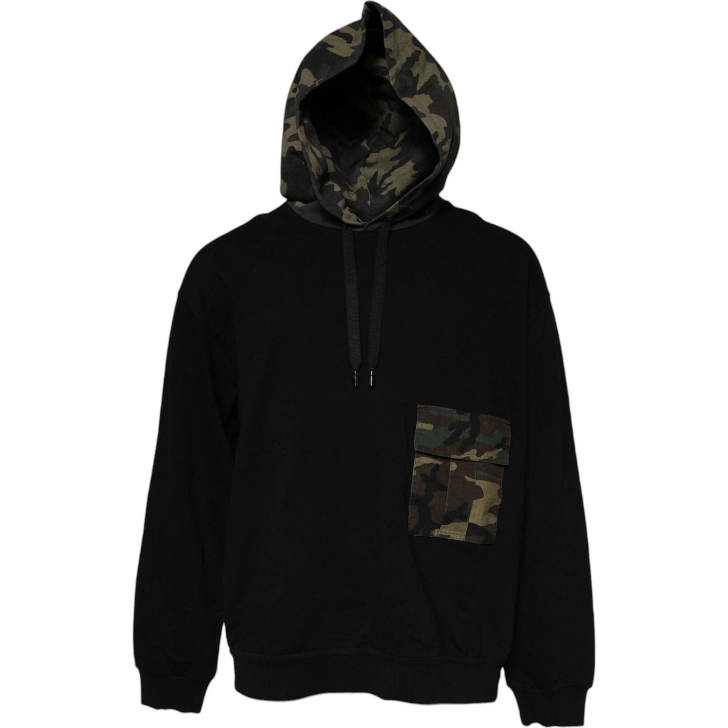 Dolce & Gabbana Black Camouflage Hooded Sweatshirt Sweater