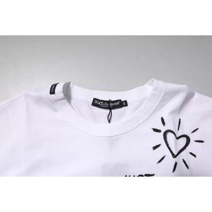 Dolce & Gabbana White Floral Print Cotton Crew Neck T-shirt