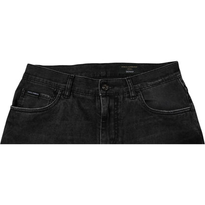 Dolce & Gabbana Black Cotton Stretch Skinny Men Denim Jeans