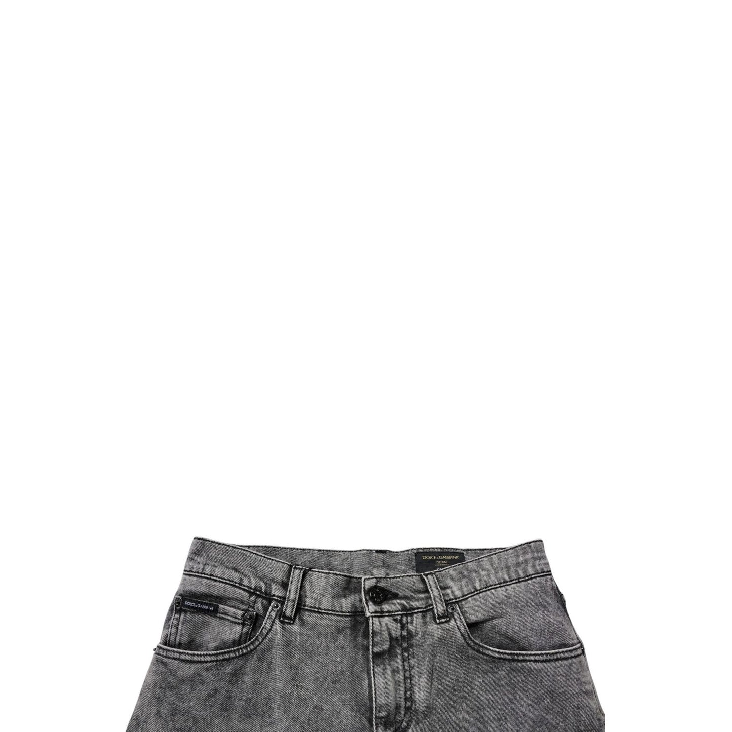 Dolce & Gabbana Dark Gray Washed Cotton Slim Fit Denim Jeans